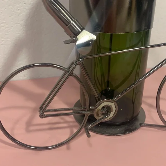 Wine Bottle Holder Display Cyclist with Bicycle and Helmet Fathers Day - Picture 2 of 7